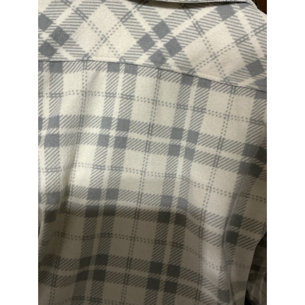 Men's O'Neill Plaid Flannel Shirt Jacket Gray White Snap Button Size XL - Picture 5 of 7